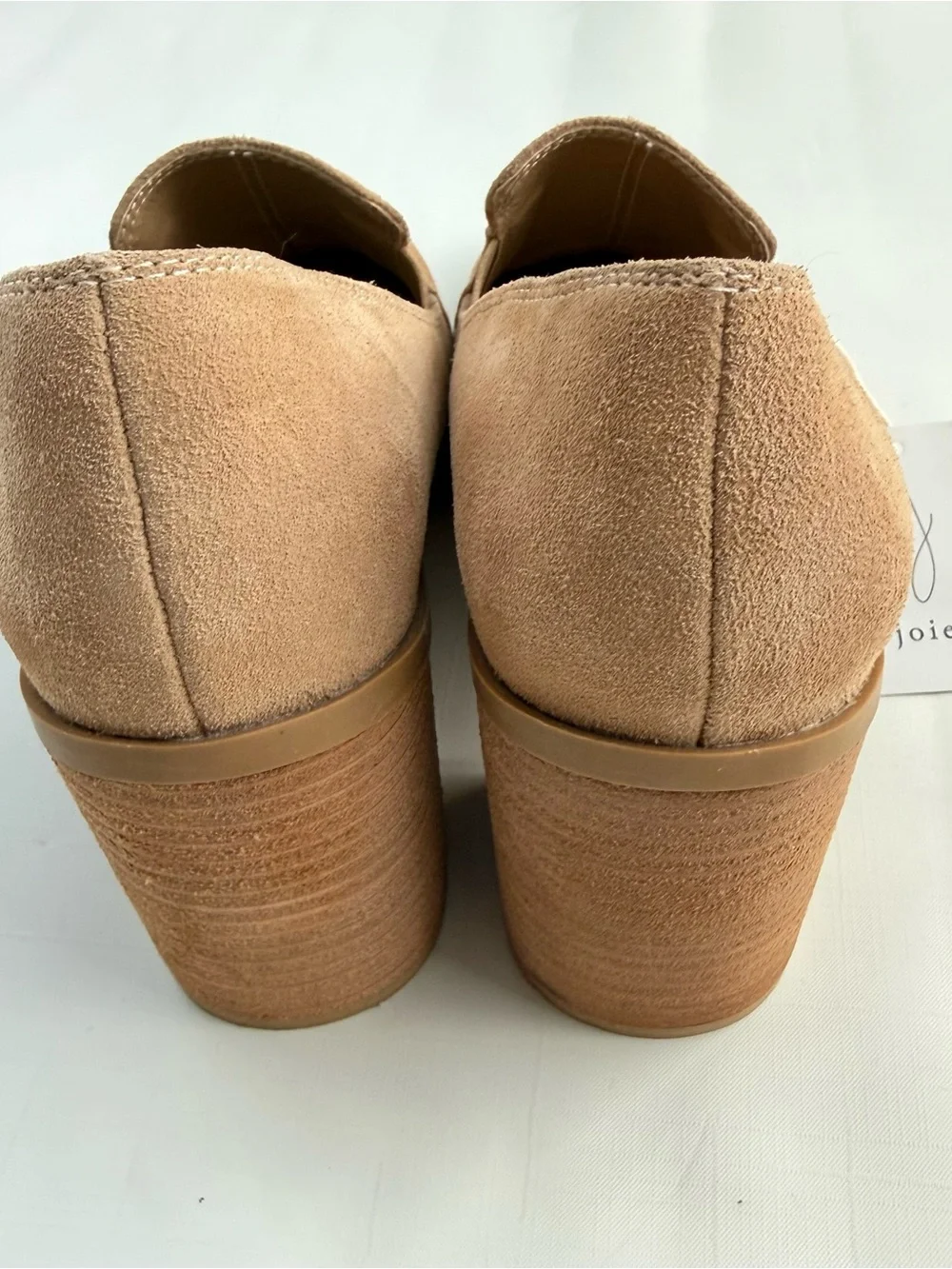 JOIE Wevenly Tan Suede Block Heel Loafer Pumps Size 8